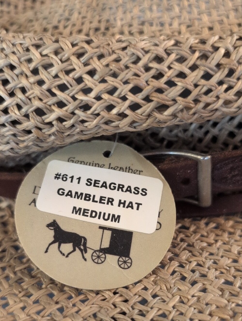 Straw Hat with Brown Leather Band - Natural - Picture 5 of 8